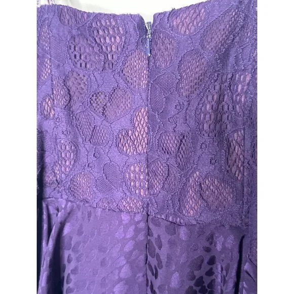 Flor et al purple Ashely strapless heart lace peplum midi dress size 4
